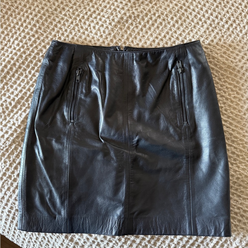 Fossil Black Leather Pencil Skirt